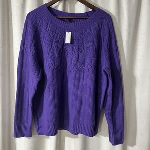 Talbots New With Tags Purple POINTELLE ROUND‎ YOKE SWEATER Size 2XL MRSP $109